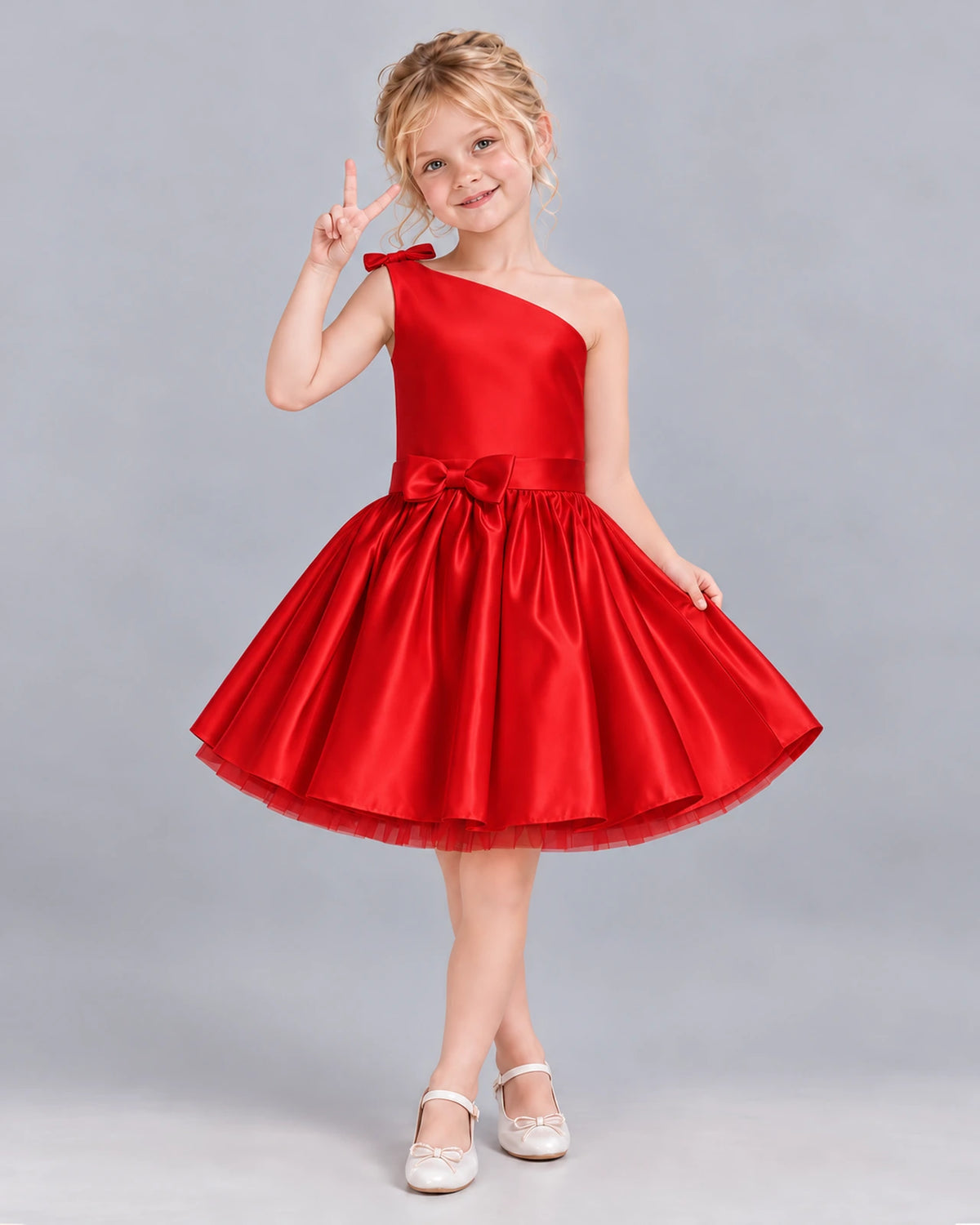 Red A-line Girls Formal Dress Front