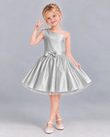 Silver A-line Girls Formal Dress Front