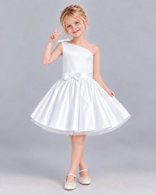 White A-line Girls Formal Dress Front