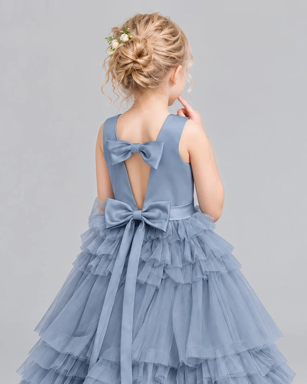Dusty Blue Ball Gown Girls Pageant Dress Back_Detail [Shared]