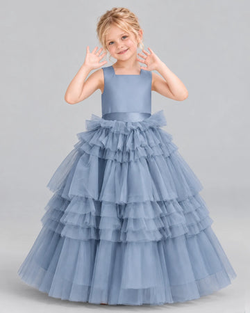 Dideyttawl Cascading Ruffle Pageant Gown for Girls on Stage