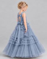Dusty Blue Ball Gown Girls Pageant Dress Side [Shared]