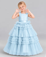 Baby Blue Ball Gown Girls Pageant Dress Front