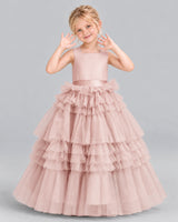 Blush Pink Ball Gown Girls Pageant Dress Front