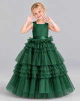 Dark Green Ball Gown Girls Pageant Dress Front