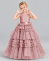 Dusty Rose Ball Gown Girls Pageant Dress Front