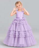 Lilac Ball Gown Girls Pageant Dress Front