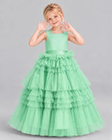 Mint Green Ball Gown Girls Pageant Dress Front