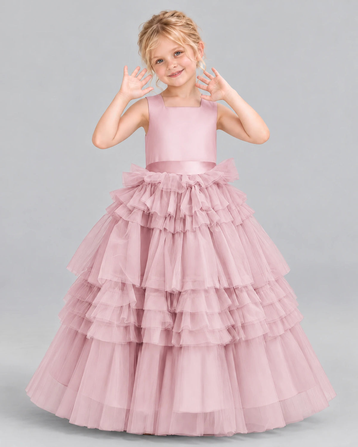 Pink Ball Gown Girls Pageant Dress Front