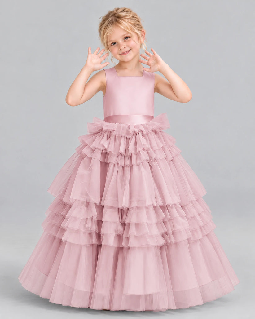 Pink Ball Gown Girls Pageant Dress Front