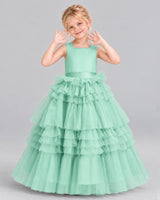 Turquoise Ball Gown Girls Pageant Dress Front