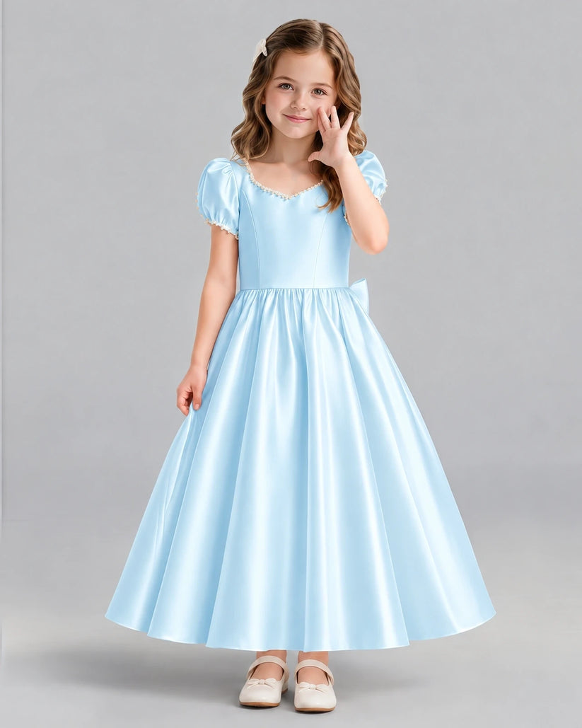 Baby Blue Ball Gown Girls Formal Dress Front