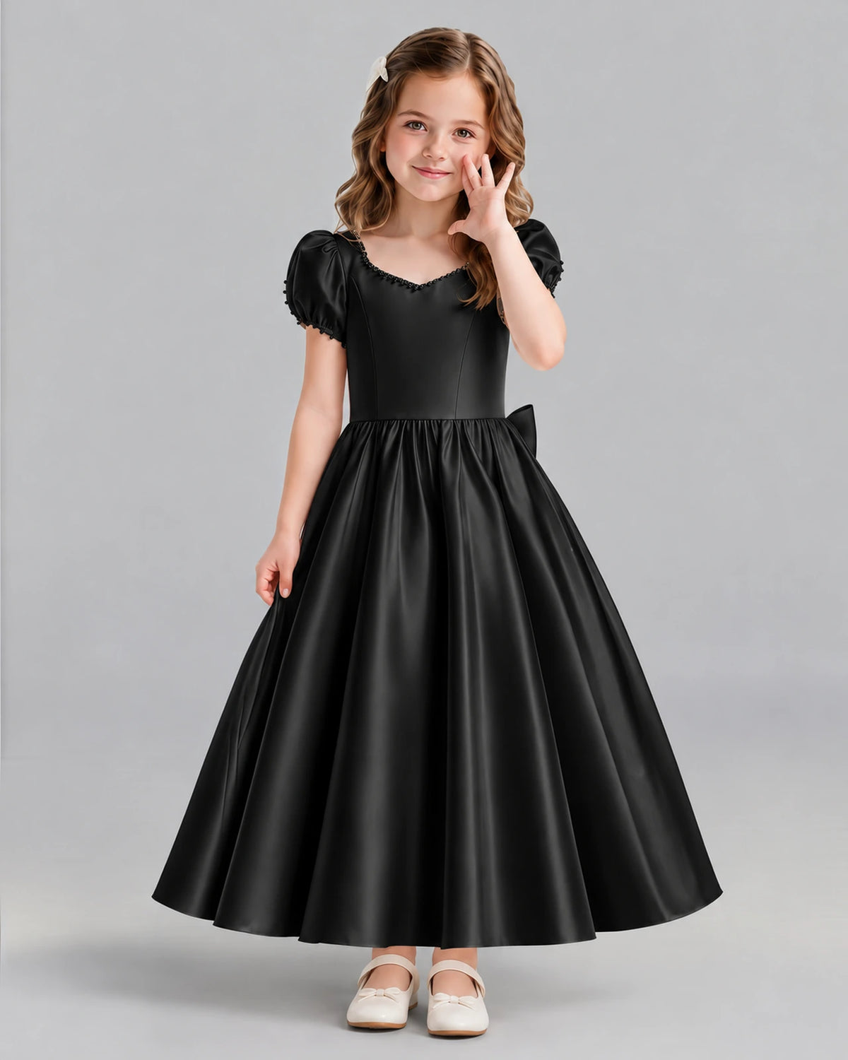 Black Ball Gown Girls Formal Dress Front