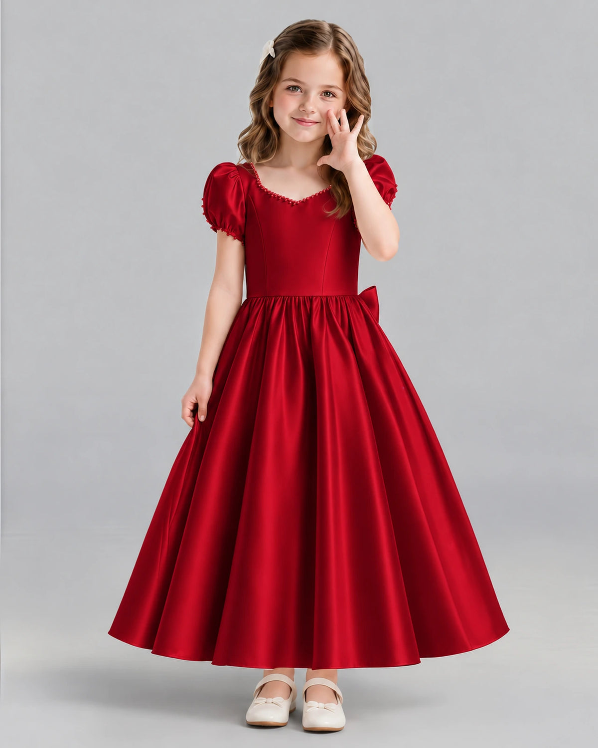 Burgundy Ball Gown Girls Formal Dress Front