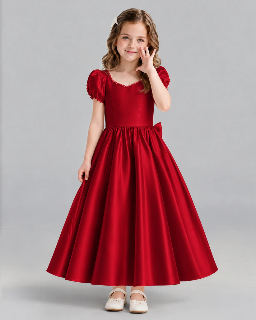 Burgundy Ball Gown Girls Formal Dress Front