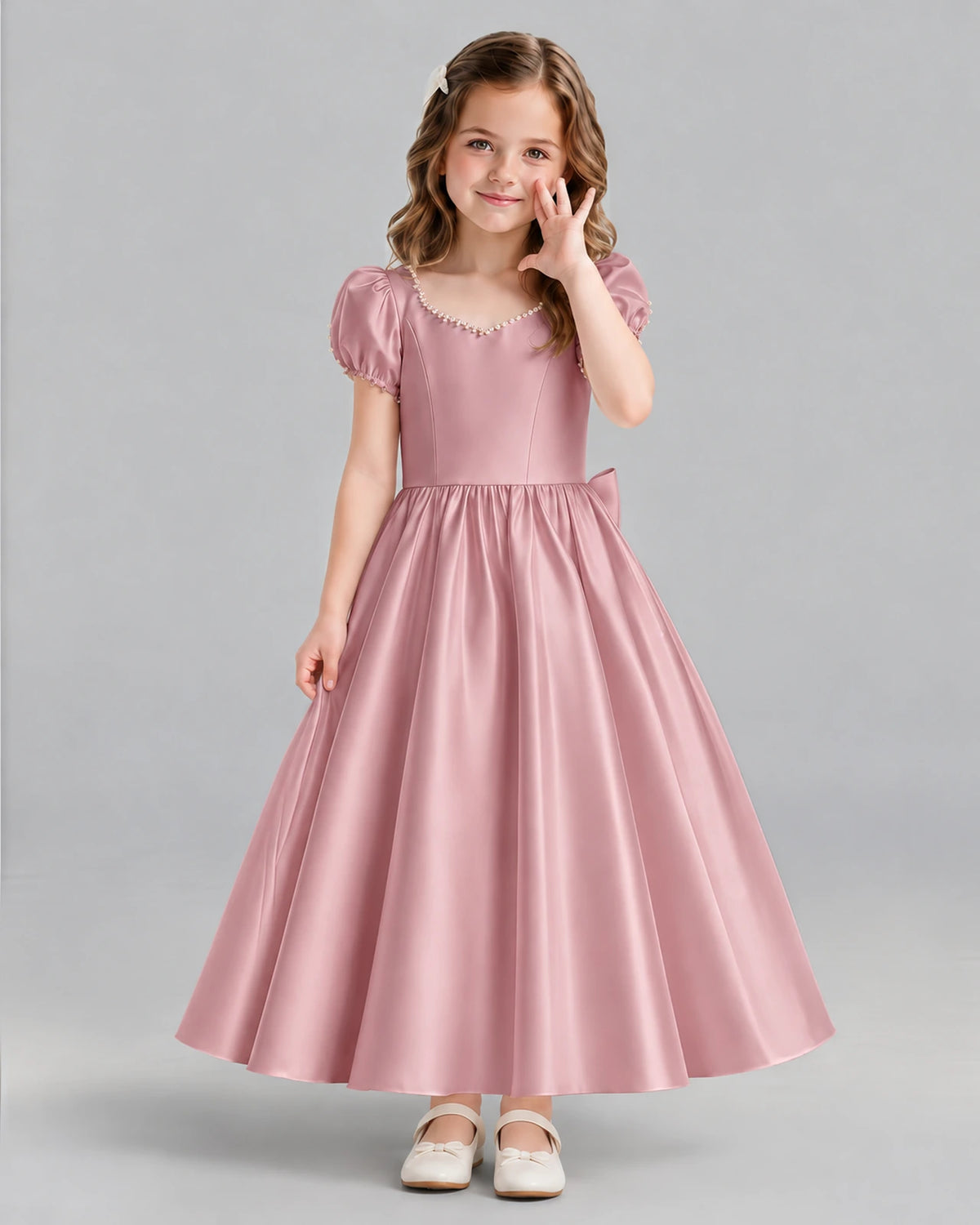Dusty Rose Ball Gown Girls Formal Dress Front