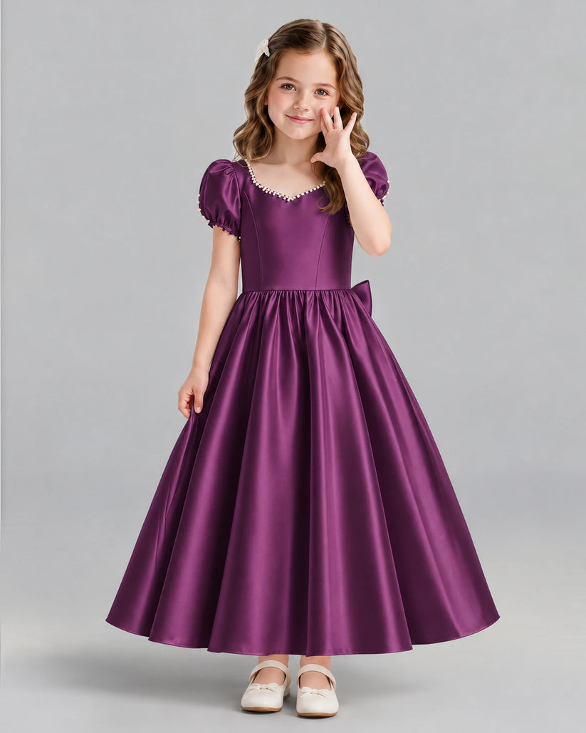 Grape Ball Gown Girls Formal Dress Front