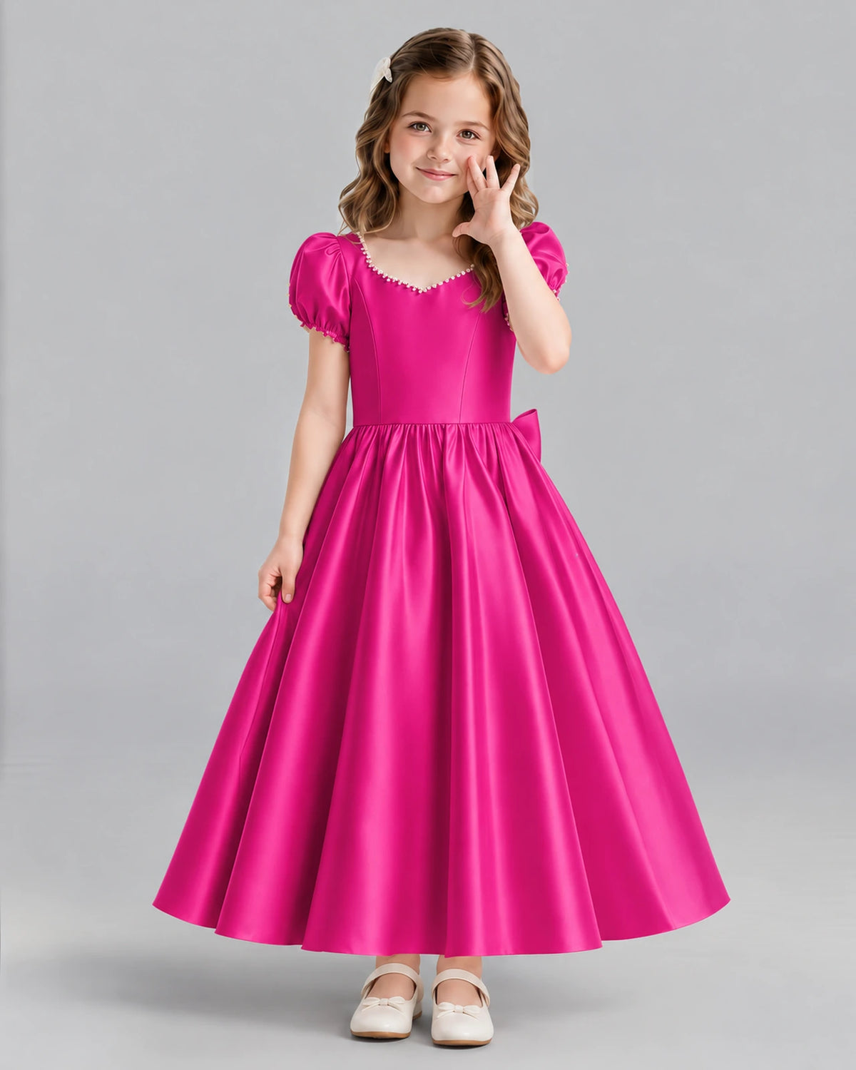 Hot Pink Ball Gown Girls Formal Dress Front