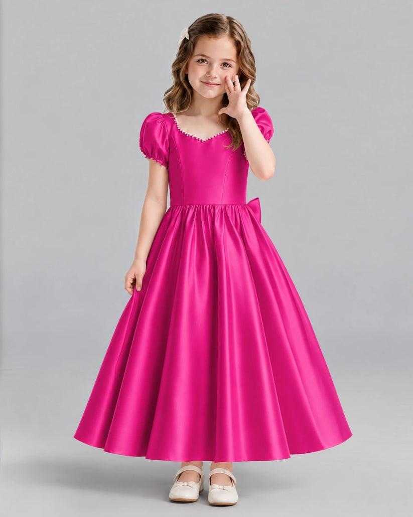 Hot Pink Ball Gown Girls Formal Dress Front