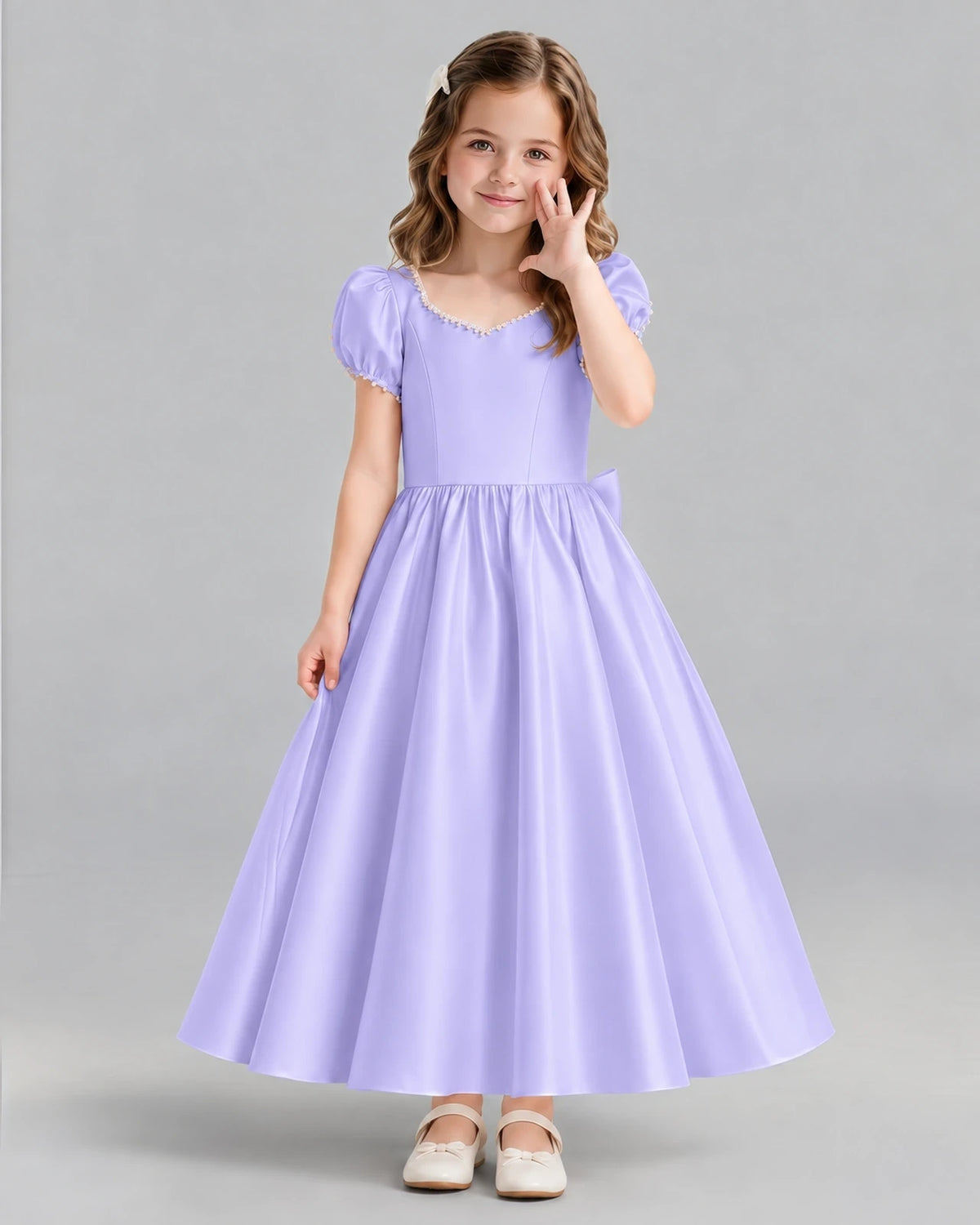 Lavender Ball Gown Girls Formal Dress Front