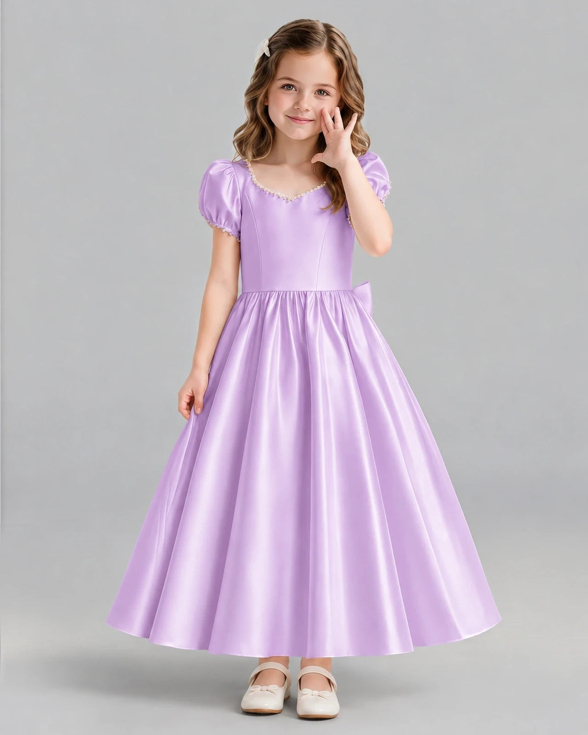 Lilac Ball Gown Girls Formal Dress Front