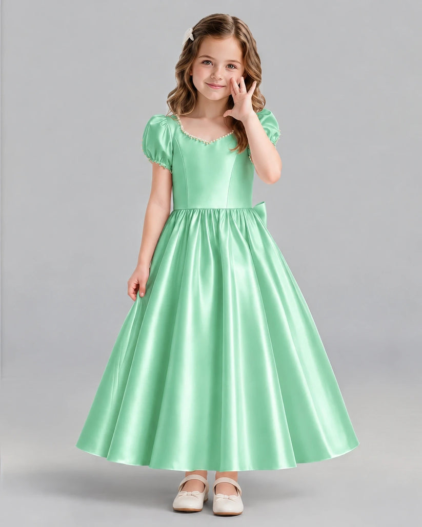 Mint Green Ball Gown Girls Formal Dress Front