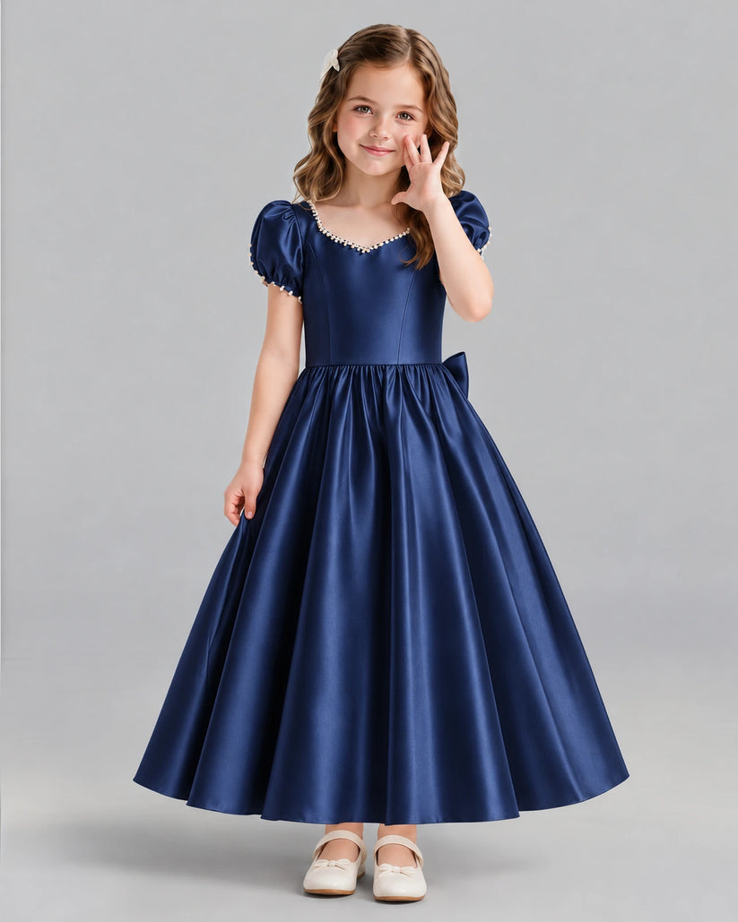 Navy Blue Ball Gown Girls Formal Dress Front