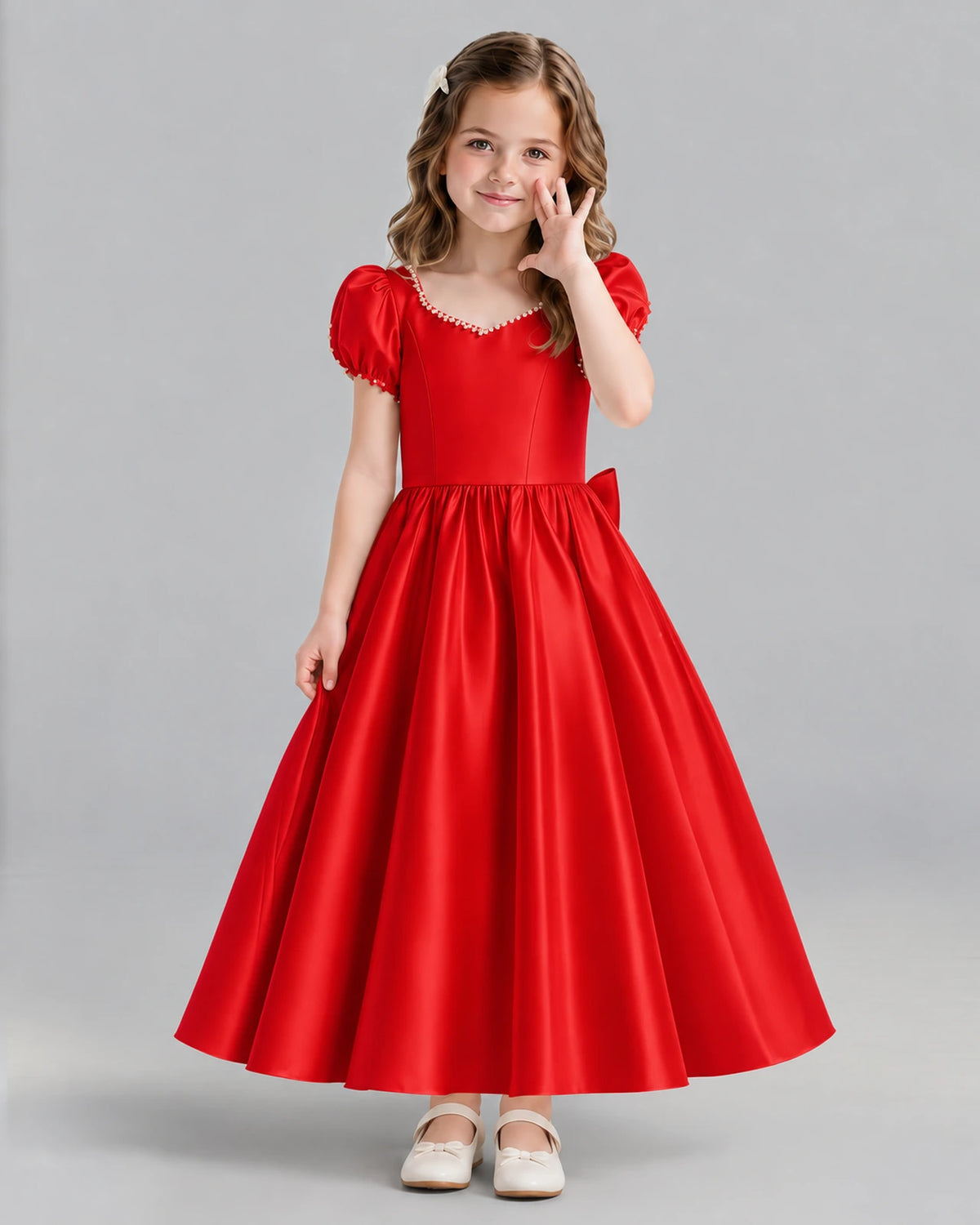 Red Ball Gown Girls Formal Dress Front