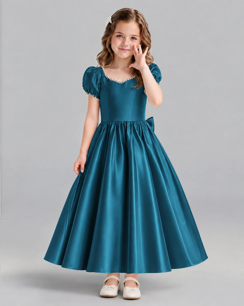 Teal Ball Gown Girls Formal Dress Front