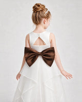 Chocolate Satin A-Line Flower Girl Dresses