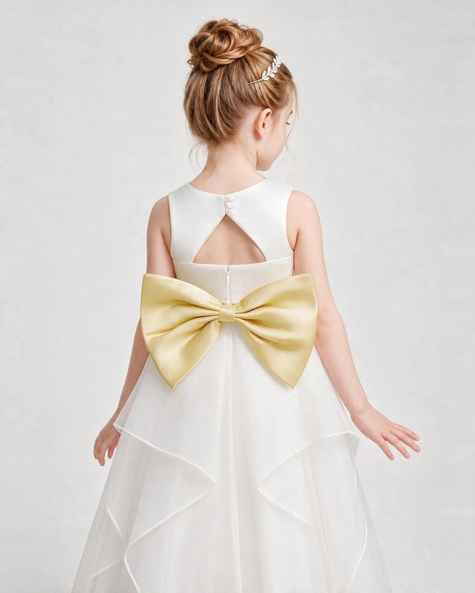 Daffodil Satin Layered A-Line Flower Girl Dresses