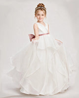 Dusty Rose Organza A-Line Flower Girl Dresses Front View