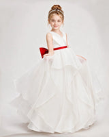 White Satin A-line Flower Girl Dresses Front View