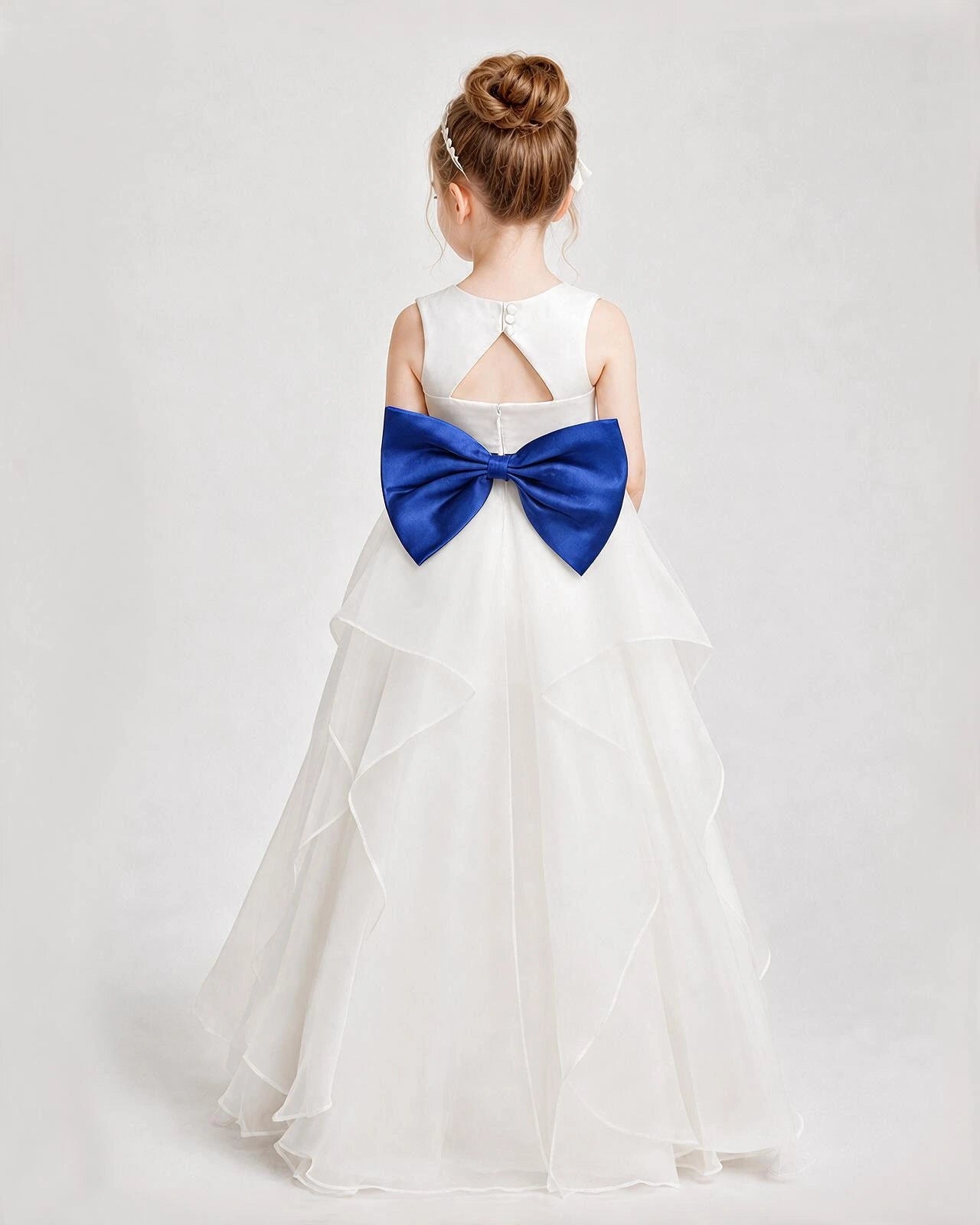 Dideyttawl Organza Flower Girl Dress with Tiered Skirt and Satin Bow