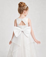 White Satin A-Line Flower Girl Dress