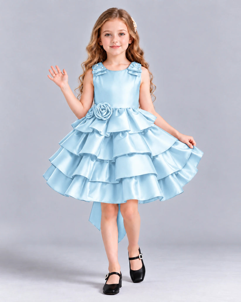 Baby Blue Ball Gown Girls Formal Dress Front