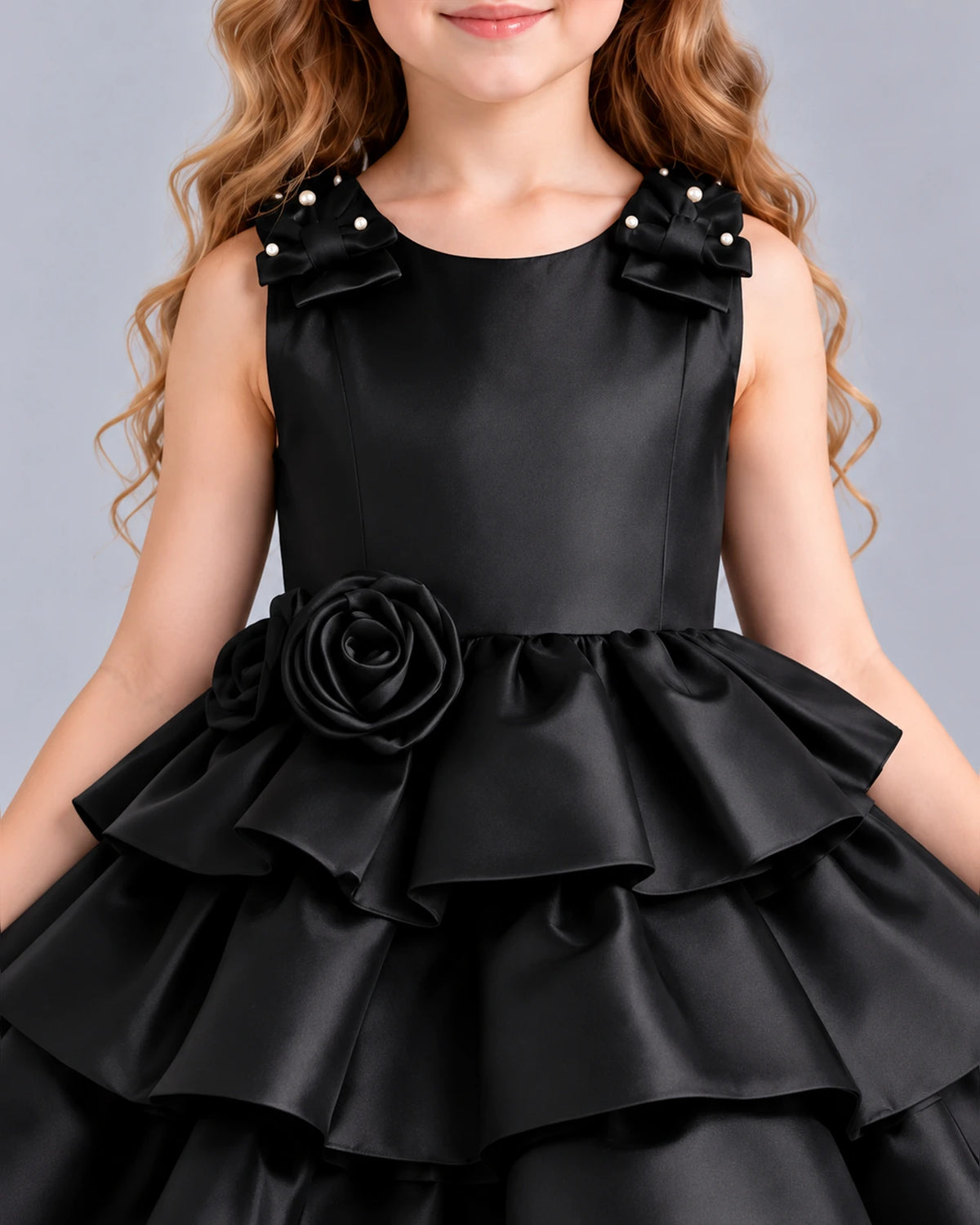 Black Ball Gown Girls Formal Dress Detail [Shared]