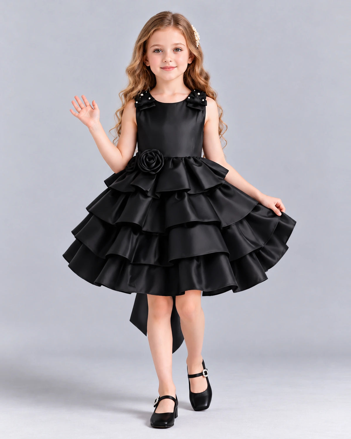 Black Ball Gown Girls Formal Dress Front