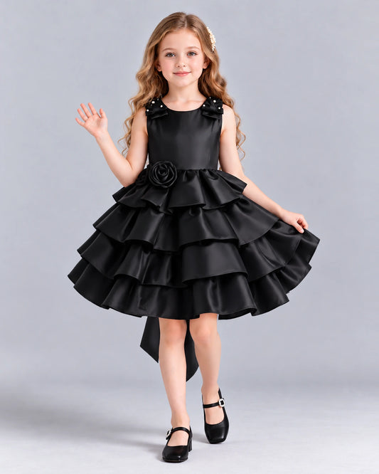 Black Ball Gown Girls Formal Dress Front