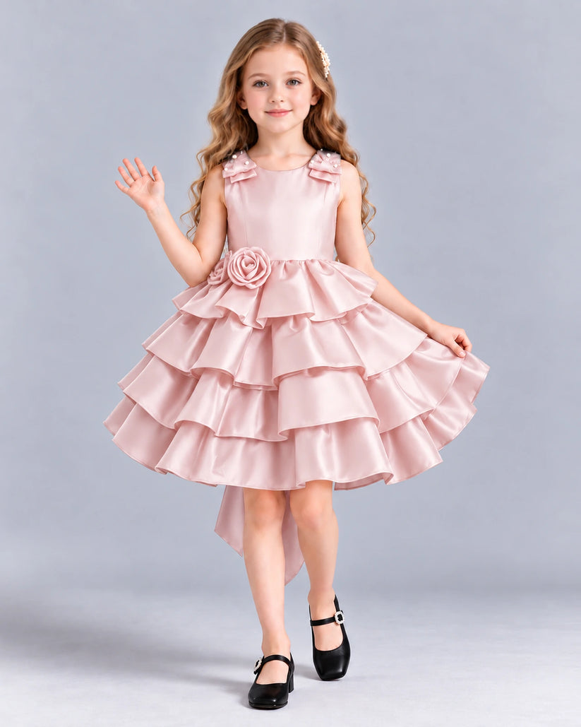 Blush Pink Ball Gown Girls Formal Dress Front