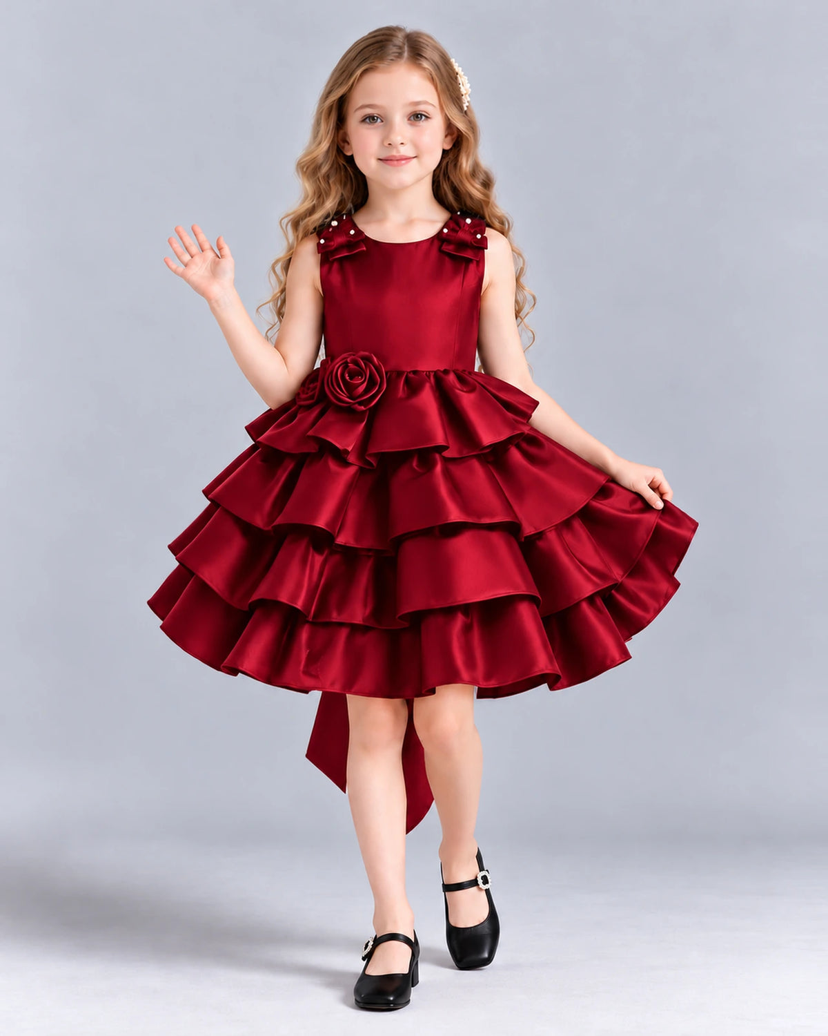 Burgundy Ball Gown Girls Formal Dress Front