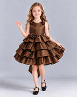 Chocolate Ball Gown Girls Formal Dress Front