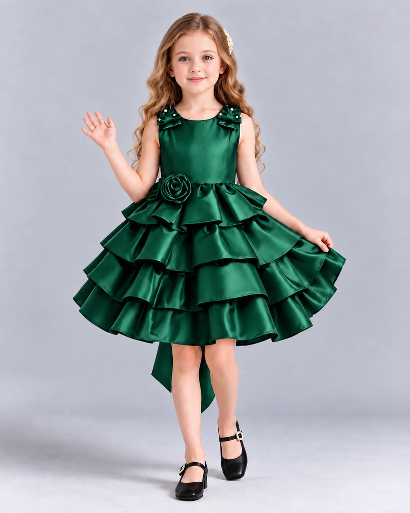 Dark Green Ball Gown Girls Formal Dress Front
