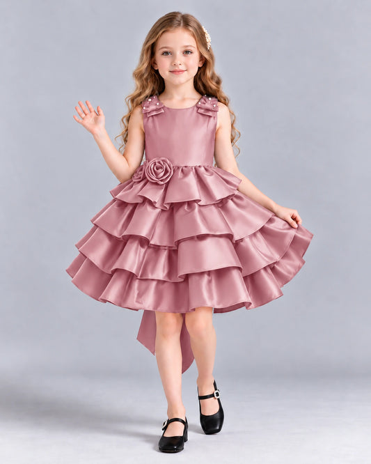 Dusty Rose Ball Gown Girls Formal Dress Front