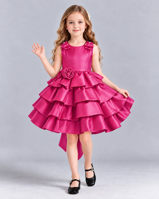 Hot Pink Ball Gown Girls Formal Dress Front
