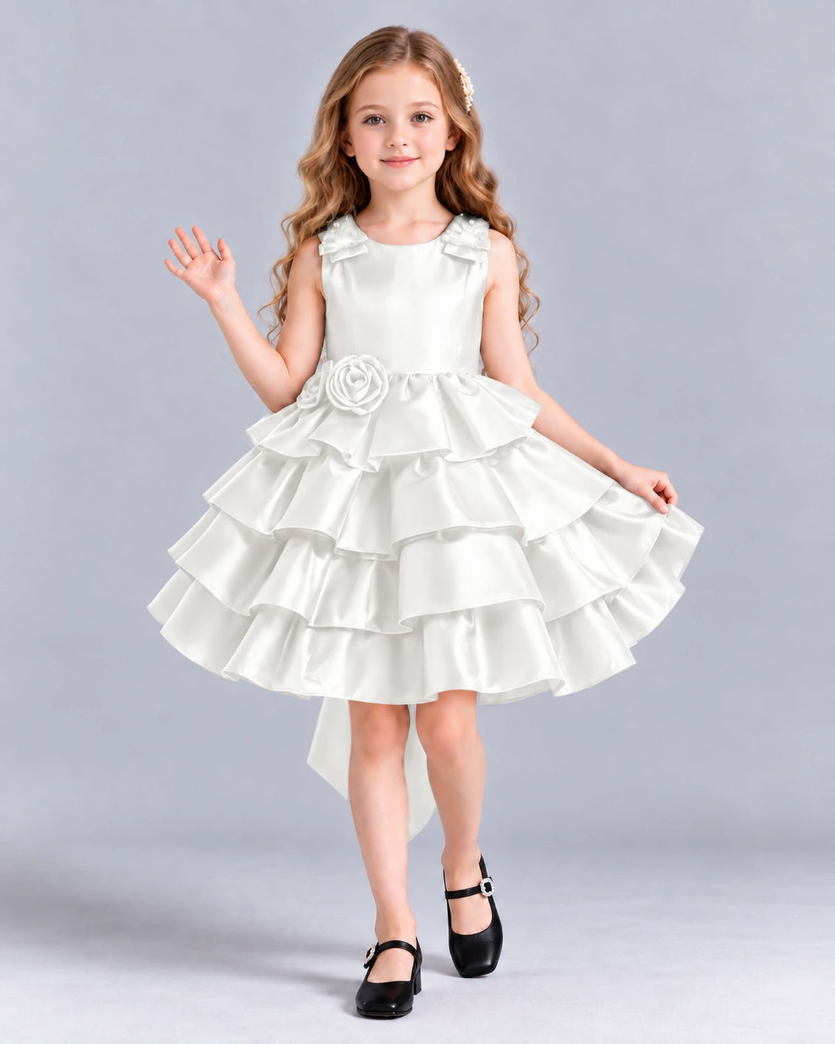 Ivory Ball Gown Girls Formal Dress Front