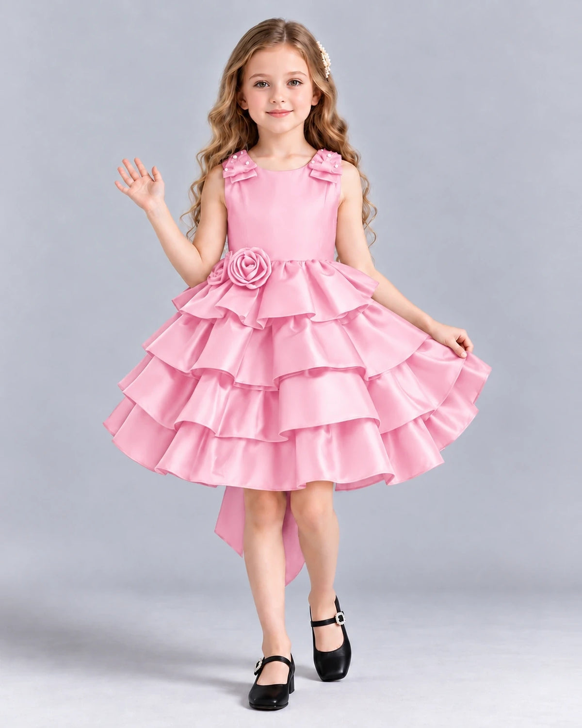 Pink Ball Gown Girls Formal Dress Front