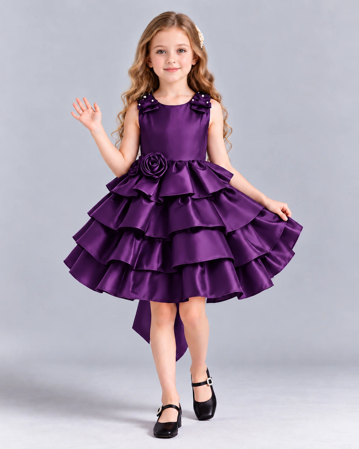 Purple Ball Gown Girls Formal Dress Front