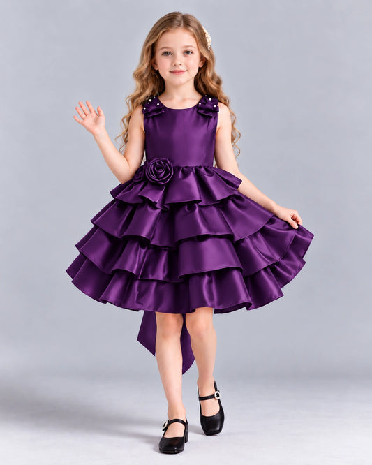 Purple Ball Gown Girls Formal Dress Front