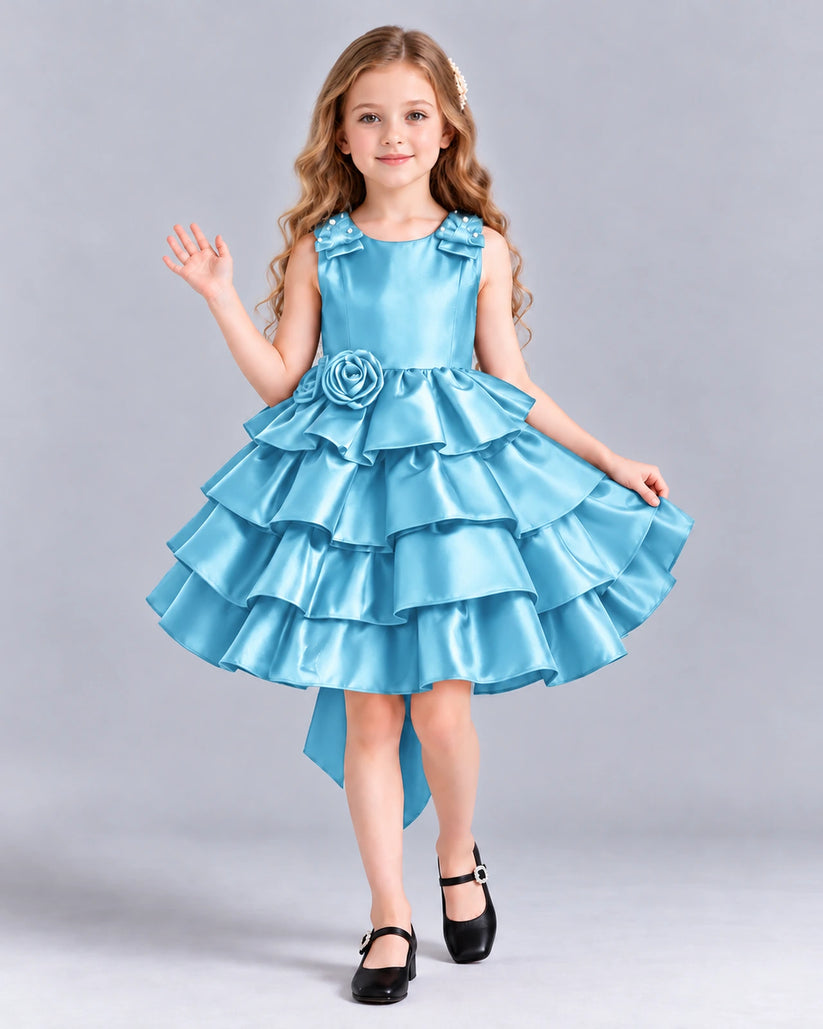 Sky Blue Ball Gown Girls Formal Dress Front